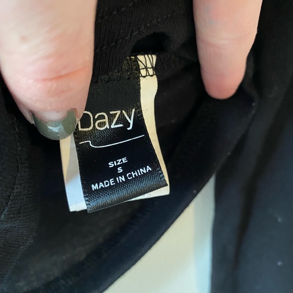 Dazy Black White Stitching Long Sleeve Contrast Top Tapered Small Womens Notched - Picture 6 of 10